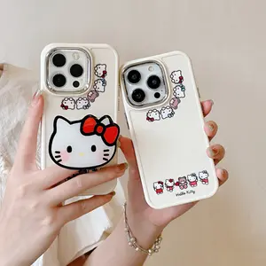 日韩卡通hellokitty Hello Kitty适用于iphone 14 Promax支架适用于iphone13XR手机壳