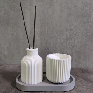 Early Riser Diy Crystal Glue Drop Cement Gypsum with Lid Stripe Reticulated Aroma burner Suit Candle Cup Silicone <b>Mold</b> - Product Image 5