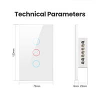 Interruttore a Muro Intelligente Zigbee Avatto, Interruttore Touch LED in Vetro, Interruttore Elettrico Wireless 1/2/3/4 Vie Zigbee Smart