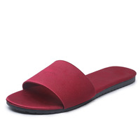 Pantoufles d'été en satin imitation soie à bout ouvert, couleur unie, antidérapantes, pour intérieur et extérieur, mariage, banquet, pantoufles pour femmes adultes