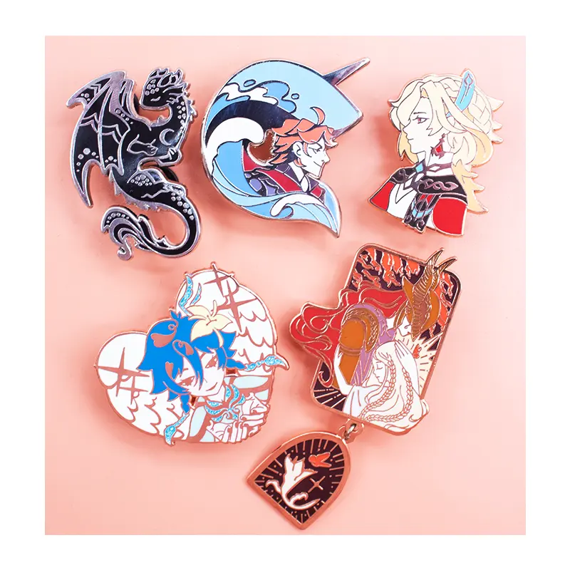 Bros lencana Anime Enamel keras warna-warni desain kustom pin Enamel keras naga kartun