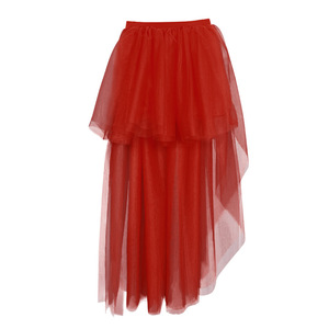 Falda de gasa esponjosa de media longitud con corte en A y cola de golondrina para mujer, de cintura alta, efecto adelgazante, 100% poliéster natural, versátil, tipo pantalón. - Product Image 4