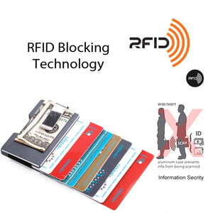 Del Raccoglitore sottile per Gli Uomini RFID Blocco di Alluminio Del Raccoglitore Cassa di Carta In Fibra di Carbonio del Metallo Del Raccoglitore Del Supporto di Carta Della Tasca Anteriore Minimalista - Product Image 3