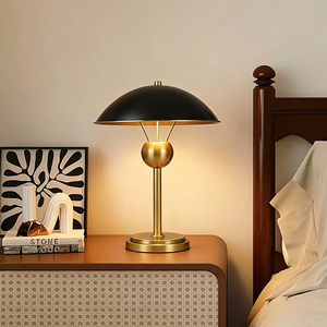 Copper Modern <b>LED</b> <b>Table</b> Lamp Dimmable Reading <b>Lighting</b> Minimalist Gold with Mushroom Dome Lampshade for Bedroom Living Room - Product Image 4