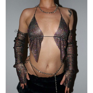 2024 tenue de fête papillon paillettes résille pure haut court noir strass haut à licou <span class=keywords><strong>avec</strong></span> manches de <span class=keywords><strong>bras</strong></span> - Product Image 1