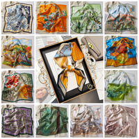 Écharpes en soie en gros, 100% soie pure, foulard carré roulé à la main, motif personnalisé imprimé pour cadeau de mariage, accessoires pour femmes