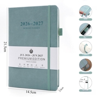 Agenda mensuel A5 2026-2027 avec date, couverture rigide en PU, élastique, 384 pages, journal d'efficacité avec logo personnalisé