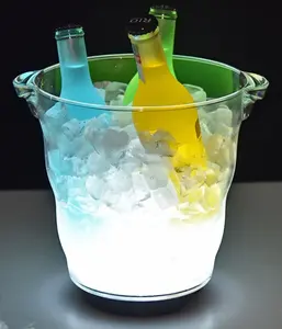 Seau à glace LED Champagne vin carré seau à glace boissons seau à bière pour fête Bar maison mariage