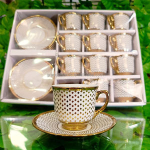 90ml Design personnalisé Moyen-Orient <span class=keywords><strong>Arabe</strong></span> <span class=keywords><strong>Algérien</strong></span> Turc Marché Céramique Porcelaine Ensemble de tasses à café plaqué or - Product Image 2