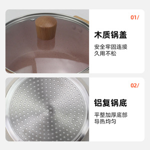 Non-Stick Yukihira Soup <b>Pot</b> 20Cm With Lid Japanese Style Double-Eared <b>Induction</b> Compatible 2.1-3L Capacity - Product Image 5