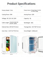 Mini-réfrigérateur portable 8L à faible bruit, refroidisseur et chauffe-eau thermoélectrique, compatible OEM ODM pour voiture, hôtel, appartement