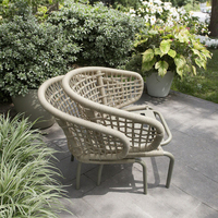 Chaise de salle à manger en aluminium moderne empilable pour extérieur, style bistrot-café, avec corde tressée