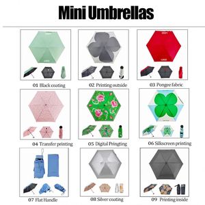 Luxury <b>Gold</b> Aluminum <b>Frame</b> <b>Black</b> Uv Coating Mini Pockets Portable 6 Fold Flat Compact Umbrella for Girls - Product Image 4