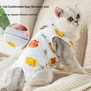 <span class=keywords><strong>Camiseta</strong></span> de recuperación para gatos 2026 OEM genérica para cuidado diario, con cuello elástico multitalle y estampado de animales de dibujos animados, ropa para gatitos después de cirugía - Product Image 5
