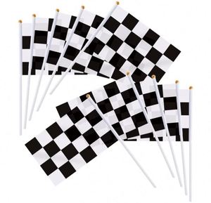 Factory Wholesale 100% Polyester Eco-Friendly Digital Printing Aluminum Rectangle Flying Style Hand <b>Flag</b> Poles Black White <b>Flags</b> - Product Image 1