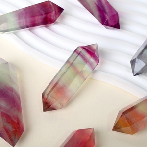 Vente en gros de points de cristal décoratifs de haute qualité, fluorite arc-en-ciel à double terminaison pour souvenirs - Product Image 4