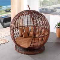 Artisanat Pas Cher Rotin Whicker Oeuf Salon Lit pour Jardin Extérieur Daybed Meubles Ensemble Patio Balcon Piscine Côté