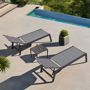 Tumbona Doble para Exteriores con 5 Posiciones Ajustables, Tumbona con Ruedas para Tomar el Sol, Silla para Broncearse para Hoteles y Playa - Product Image 4