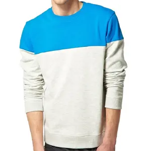 Renk bloğu sweatshirt erkekler iki ton özel Logo tasarımcısı adam Jumper benzersiz moda şık polar ekip boyun genç erkek kazak