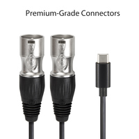 Câble d'interconnexion audio professionnel Yinyu DC007K USB-C vers double XLR mâle OFC à faible bruit pour smartphone, console de mixage, haut-parleur