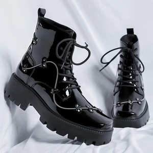 Bottes de luxe pour homme, style britannique, nouvelle collection 2026, à lacets, bout rond, en PU, pour loisirs en extérieur, imperméables et légères - Product Image 2
