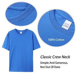 Design 180gsm Comfort Pure Cotton Children Adult Size Tall Big O-neck Custom Logo Unisex T-shirt for Summer - Product Image 4