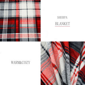 Christmas Plaid Blanket | Sherpa Fleece Flannel <b>Throw</b> Blanket | Christmas Plaid Warm Plush Microfiber Blanket for Couch Sofa - Product Image 6