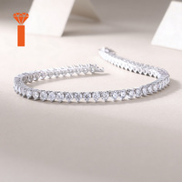 Bracelets pour femmes Hip Hop en argent S925 plaqué rhodium, style Cuban Link, entièrement pavés de moissanite ronde, avec fermoir boîte lourd, luxe glacé