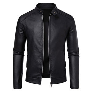Giacca da Moto in <span class=keywords><strong>Pelle</strong></span> PU per <span class=keywords><strong>Uomo</strong></span>, Giacche Autunno Inverno Calde Nere, Abbigliamento Outdoor, Cappotti Taglie Grandi fino a 5XL - Product Image 4