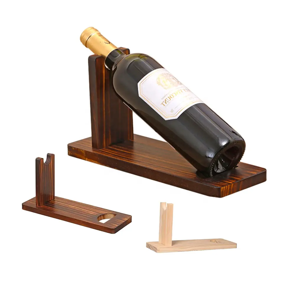 Foldable Wine Bottle Organizer Bracket Solid Wood Red Wine Stand Single Wine Bottle Holder Rack