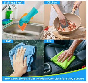 Paños de Limpieza de Microfibra, 8 Colores, Suaves, Sin Pelusas, 11.5 x 11.5 Pulgadas, para Uso en el Hogar, Baño y Automóvil - Suministros de Limpieza Húmeda/Seca - Product Image 4