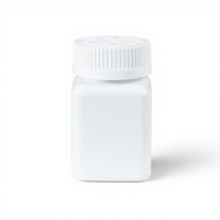 Flacon carré en PE pour compléments alimentaires, 60 ml, blanc, en plastique opaque, pour pilules, capsules, comprimés, avec joint sécurisé