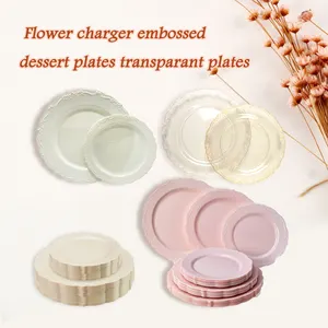 Высококлассная тарелка для зарядного устройства, белые пластиковые тарелки, многоразовые тарелки для ресторанов