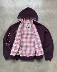 Felpa con Cappuccio Reversibile Vintage Y2K da Uomo, con Stampa a Quadri e Stelle, Zip Intera, Vestibilità Ampia e Squadrata, in Cotone Pesante, Stile Streetwear, Personalizzabile su Entrambi i Lati - Product Image 4