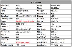 <span class=keywords><strong>Vélo</strong></span> électrique de ville à grande vitesse avec batterie au lithium, cadre en aluminium 7 vitesses, moteur à moyeu arrière, longue autonomie et fonctionnalités intelligentes - Product Image 5