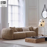Canapé Chesterfield moderne beige trois places en forme de L avec housse amovible lavable et rembourrage en éponge pour salon ou hôtel