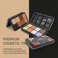 Boîte en métal rectangulaire vide pour palette de fards à paupières, 8 compartiments, étui de maquillage personnalisé avec impression de marque privée, vente en gros