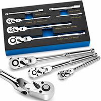 Jeu de clés à cliquet à tête flexible 6 pièces, 180 degrés, avec barre d'extension 1/4 3/8, outils à main, autres outils