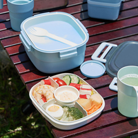 Boîte à lunch portable 3 couches tout-en-un pour micro-ondes, couvercle en plastique détachable, anti-fuite, sans BPA, qualité alimentaire, 1300 ml
