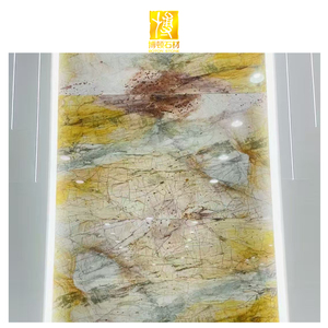 Losas de Piedra Natural para Paredes, Revestimiento de Piso, Azulejos de Lujo para Exteriores de Edificios, Escaleras de Mármol Amarillo Transparente - Product Image 1