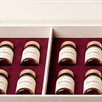 Boîte rigide personnalisée avec couvercle et base blancs pour flacons de peptides, 16 flacons, avec impression offset, dorure à chaud et doublure satinée