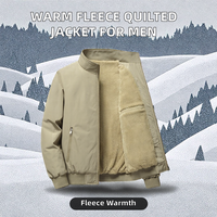 Blouson bomber en coton doublé de polaire tricoté LEAFITS pour homme, chaud et décontracté pour l'hiver, col rabattable, respirant, fermeture éclair