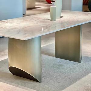 Tavolo da pranzo <span class=keywords><strong>di</strong></span> lusso moderno in <span class=keywords><strong>marmo</strong></span> rosa con metallo <span class=keywords><strong>per</strong></span> casa Hotel Villa o appartamento <span class=keywords><strong>per</strong></span> mobili da <span class=keywords><strong>esterno</strong></span> e da sposa - Product Image 3