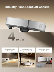 مكنسة روبوروك كيريفو كيرف الروبوتية بقوة شفط 22000 باسكال، تنظيف الأرضيات بالمسح، نظام مزدوج مضاد للتشابك، ممسحة 12 نيوتن، ماء دافئ، للاستخدام المنزلي مع نظام تحديد المسار بالليزر - Product Image 4