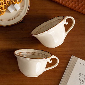 Juego de Taza y Platillo de Café de Cerámica de Lujo, Diseño Moderno y Minimalista, Patrón Retro, Apto para Microondas, Ecológico, Regalo - Product Image 2