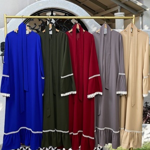 Robe d'été 2025 populaire en mousseline bulle avec bordure en dentelle à fleurs blanches, design modeste pour femme, usage quotidien, prix abordable - Product Image 6