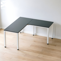 Bureau en L 150x150x75cm avec chemin de câbles intelligent, table de bureau longue pour un look sans fils, mobilier de bureau