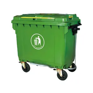 Cubo de basura para reciclaje al aire libre, contenedor de basura verde de 660 litros, cubo de basura de plástico con Pedal de pie, nuevo estilo