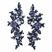 Paire de motifs floraux en dentelle à sequins brodés, appliqués à coudre, pour col de robe, patch, pour robe de mariée, artisanat DIY
