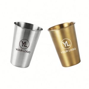 Custom Logo 16oz Stackable Stainless Steel Drinking Cup Reusable Metal Tumbler for Outdoor Promotion - Product Image 1